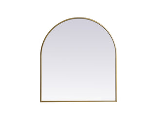 Metal Frame Arch Mirror 27x30 Inch in Brass