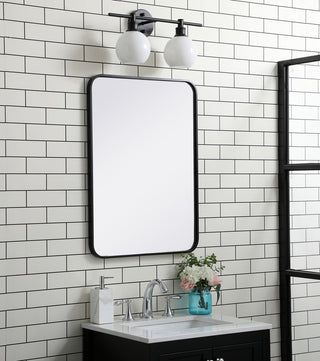 Soft corner metal rectangular mirror 22x30 inch in Black