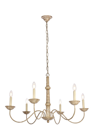 Merritt Collection Chandelier D35 H21.6 Lt:6 Weathered Dove Finish