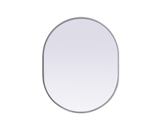 Metal Frame Oval Mirror 24x30 Inch in Silver