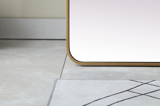 Soft Corner Metal Rectangle Full Length Mirror 30x60 Inch in Brass