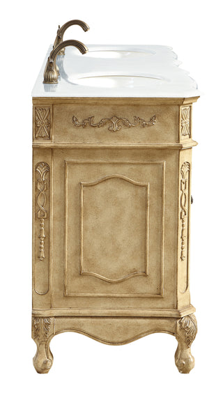 60 inch Double Bathroom vanity in Antique Beige with ivory white engineered marble