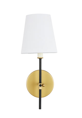 Mel 1 light Brass and Black and White shade wall sconce