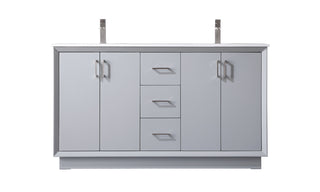 60 Inch Double Bathroom Vanity In Grey