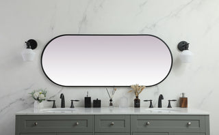 Metal Frame Oval Mirror 24x60 Inch in Black