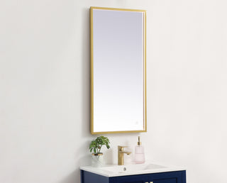 Pier 18x36 inch LED mirror with adjustable color temperature 3000K/4200K/6400K in brass