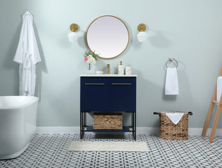 30 inch Single bathroom vanity in blue