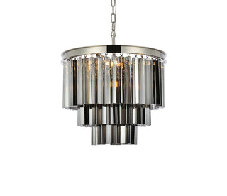 Sydney 9 light polished nickel Chandelier Silver Shade (Grey) Royal Cut Crystal