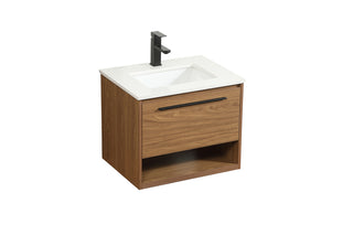 24 inch Single bathroom vanity in walnut brown