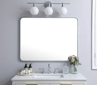 Soft corner metal rectangular mirror 30x40 inch in Silver