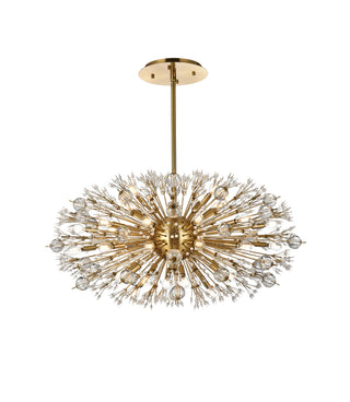 Vera 42 inch crystal starburst oval pendant in gold