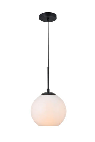 Baxter 1 Light Black Pendant With Frosted White Glass