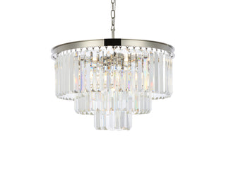 Sydney 9 light polished nickel Chandelier Clear Royal Cut Crystal