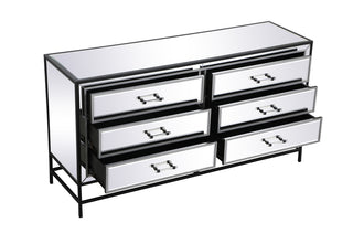60 inch mirrored 6 drawers chest in black