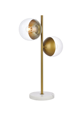 Eclipse 2 Lights Brass Table Lamp With Clear Glass