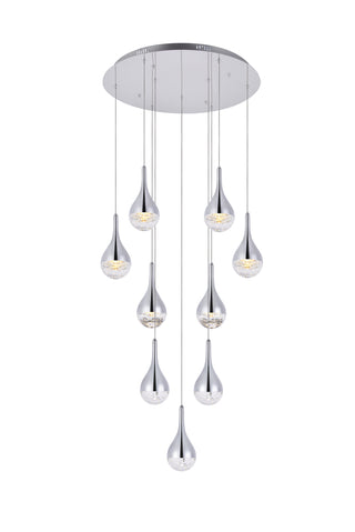 Amherst Collection LED 9-light chandelier 24in x 9in chrome finish