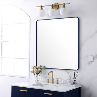 Soft corner metal rectangular mirror 36x36 inch in Blue