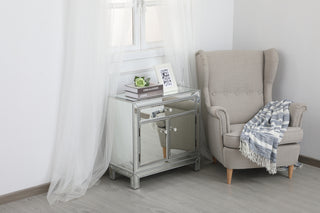 29 in. mirrored cabinet in antique silver