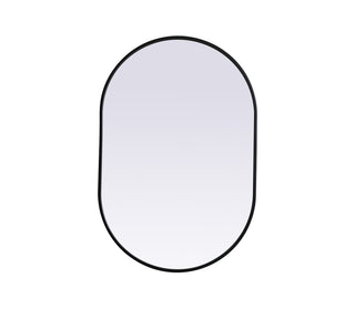 Metal Frame Oval Mirror 24x36 Inch in Black