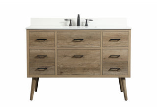 48 inch Single bathroom vanity in natural oak with backsplash