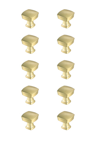 Irvin 1.3" Brushed Gold Square Knob Multipack (Set of 10)