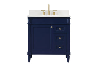 32 inch Single bathroom vanity in blue with backsplash