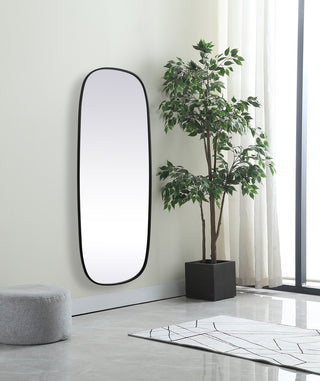 Metal Frame Oval Mirror 24x60 Inch in Black