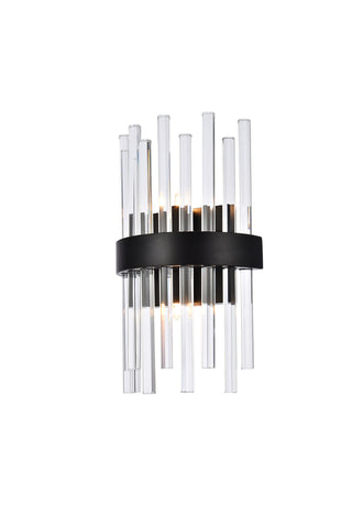 Dallas 8 inch crystal bath sconce in black