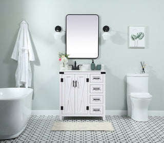 32 inch Single bathroom vanity in white with backsplash