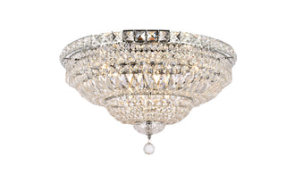 Tranquil 12 light Chrome Flush Mount Clear Royal Cut Crystal