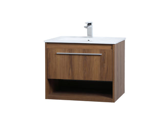 24 inch  Single Bathroom Floating Vanity in Walnut Brown