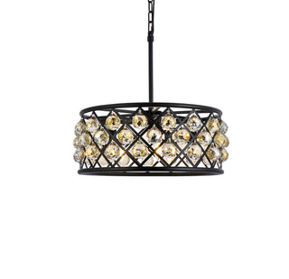 Madison 5 light Matte Black Chandelier Golden Teak (Smoky) Royal Cut Crystal