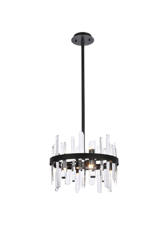 Serena 16 inch crystal round pendant in black