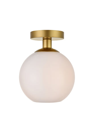 Baxter 1 Light Brass Flush Mount With Frosted White Glass