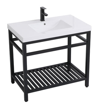 36 inch Single Bathroom Metal Vanity in Black