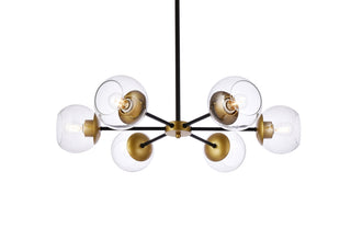 Briggs 30 inch pendant in black and brass with clear shade