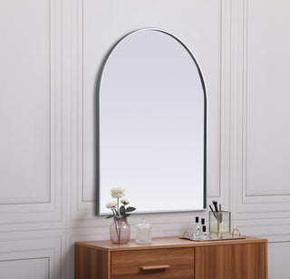 Metal Frame Arch Mirror 33x42 Inch in Silver