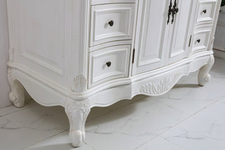 48 inch Single Bathroom vanity in antique white with ivory white engineered marble