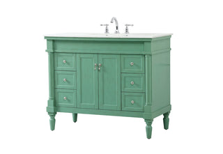 42 inch Single Bathroom vanity in vintage mint with ivory white engineered marble