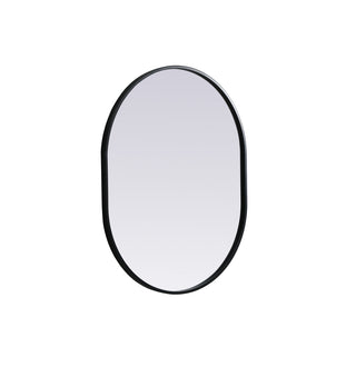 Metal Frame Oval Mirror 24x30 Inch in Black