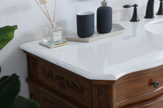 60 inch Single Bathroom vanity in Teak with ivory white engineered marble