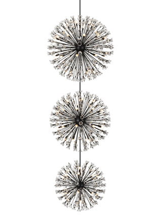 Vera 50 inch three tiers crystal starburst chandelier in black