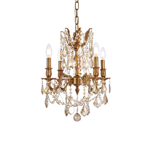 Rosalia 4 light French Gold Pendant Golden Teak (Smoky) Royal Cut Crystal