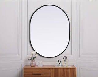 Metal Frame Oval Mirror 30x40 Inch in Black