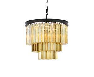 Sydney 9 light Matte Black Chandelier Golden Teak (Smoky) Royal Cut Crystal