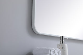 Soft corner metal rectangular mirror 24x36 inch in White