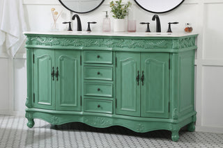 60 inch double bathroom vanity in vintage mint