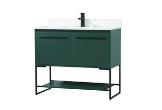 40 inch Single bathroom vanity in green with backsplash