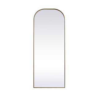 Metal Frame Arch Full Length Mirror 28x74 Inch in Brass