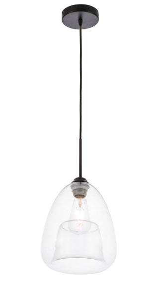 Kason 1 light Black and Clear glass pendant